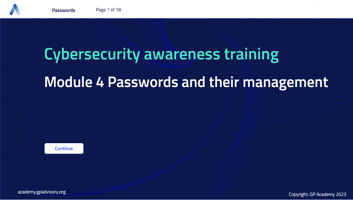 Cybersecurity awareness training. Module 4. Passwords and their management
